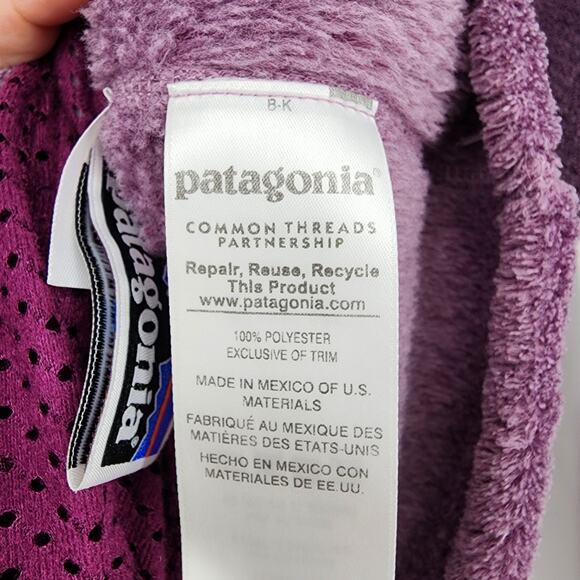Patagonia Kids Re-Tool Purple Half Snap Pullover Sweater Size XL - Picture 3 of 5
